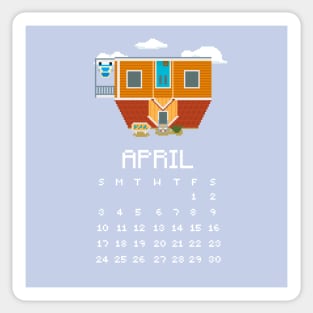 April 2022 Calendar Pixel Art Sticker